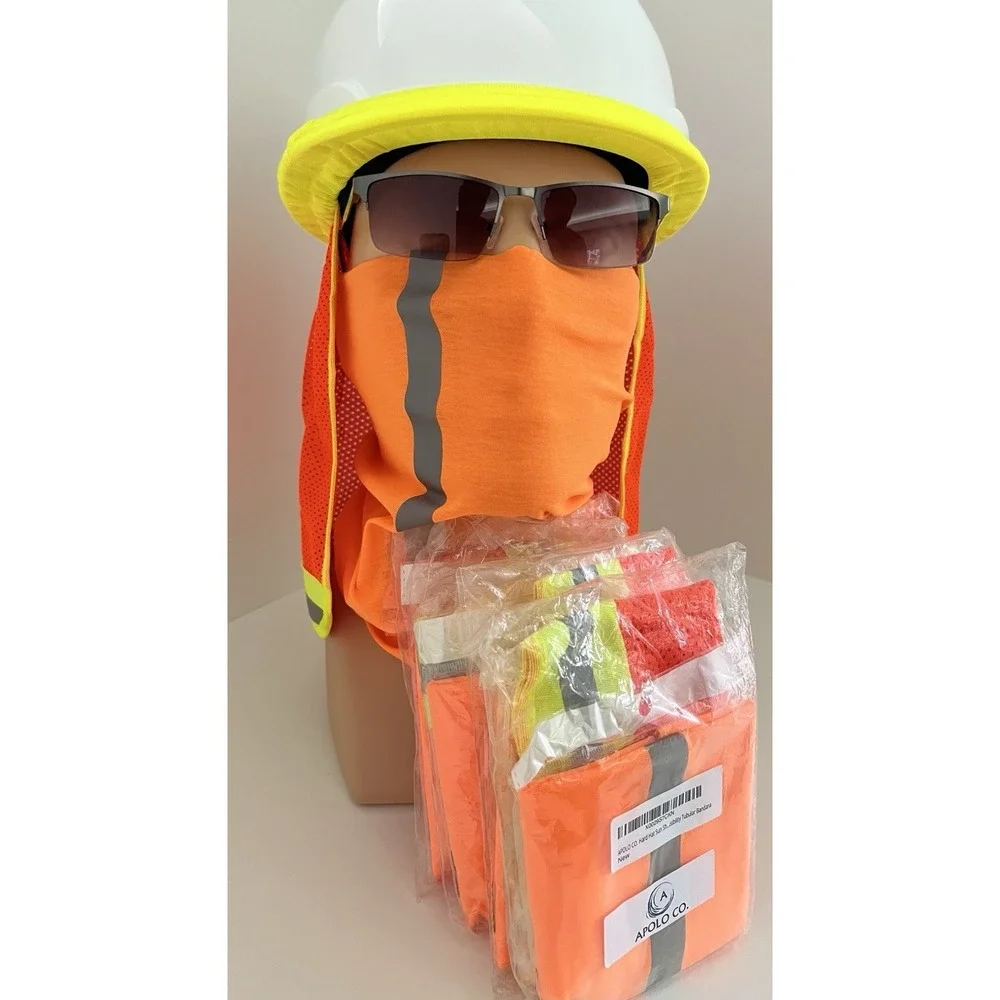 4pk Hard Hat Safety Neck Shade Helmet Sun Shield Hi Viz Reflective Free Gaiters